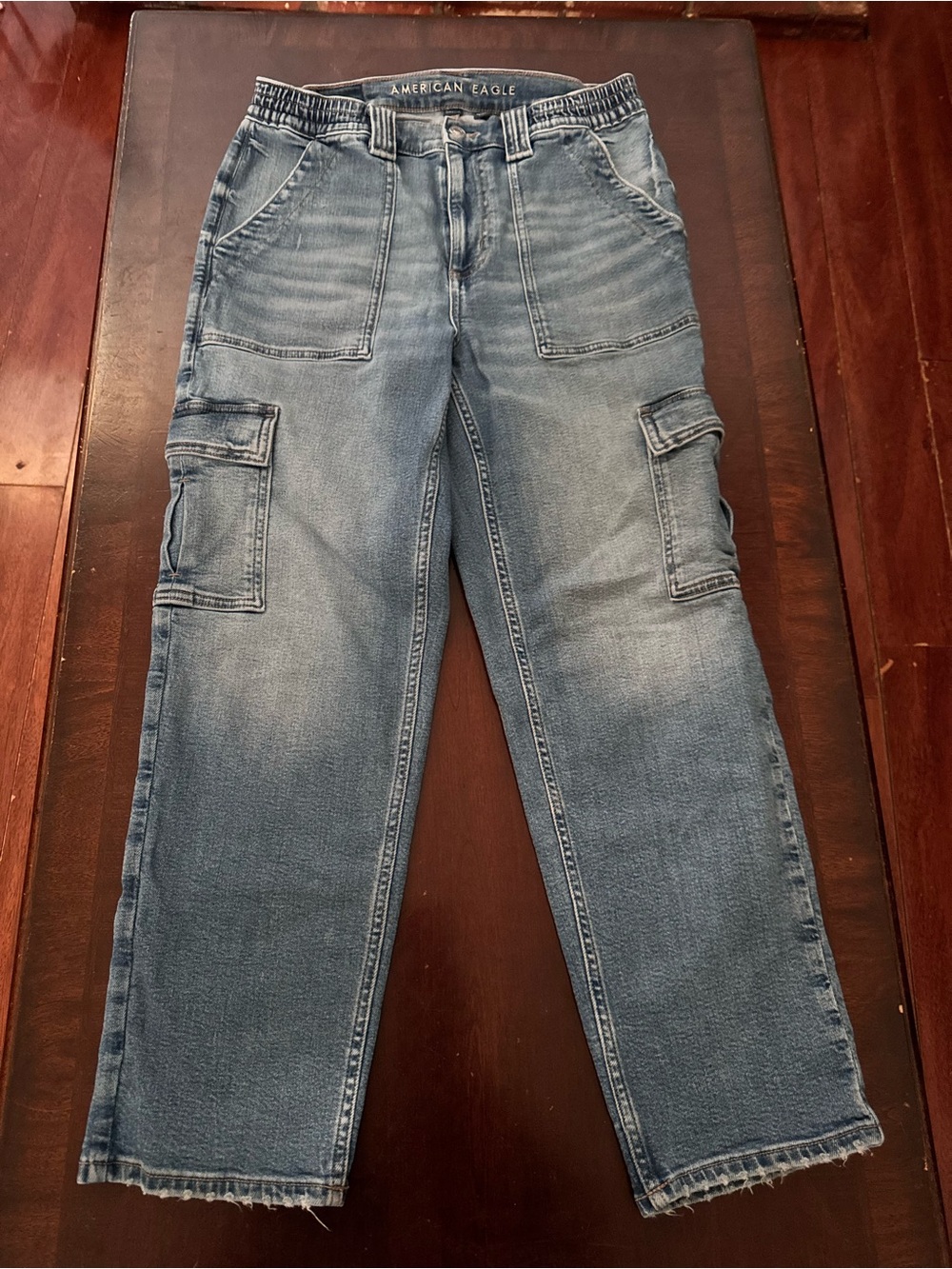 American Eagle Outfitters Men's Light Blue Relaxed Cargo Jeans - Picture 1 of 7